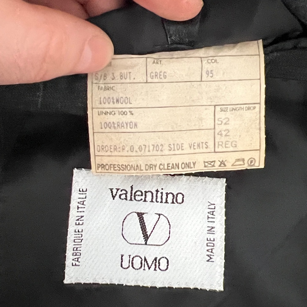 Vintage Valentino 100% Wool Jacket Blazer Dark Gray Pinstripes Size 52 42 Reg - Picture 11 of 13